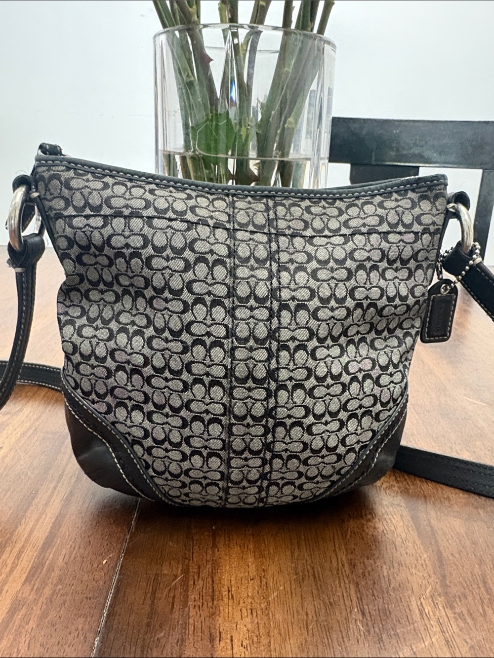 low startCoach SoHo hobo Y2K Signature Crossbody Shoulder Bag #F10923/24 in GUC.
